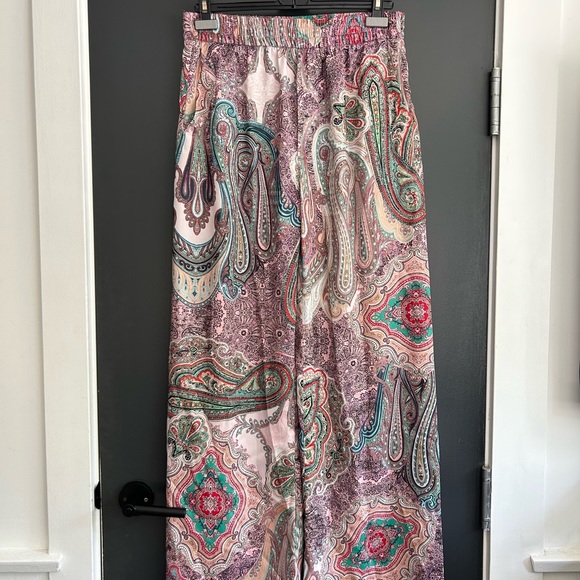 Zara colourful paisley print wide-leg pants - Size Large Made in Morocco - Picture 9 of 9